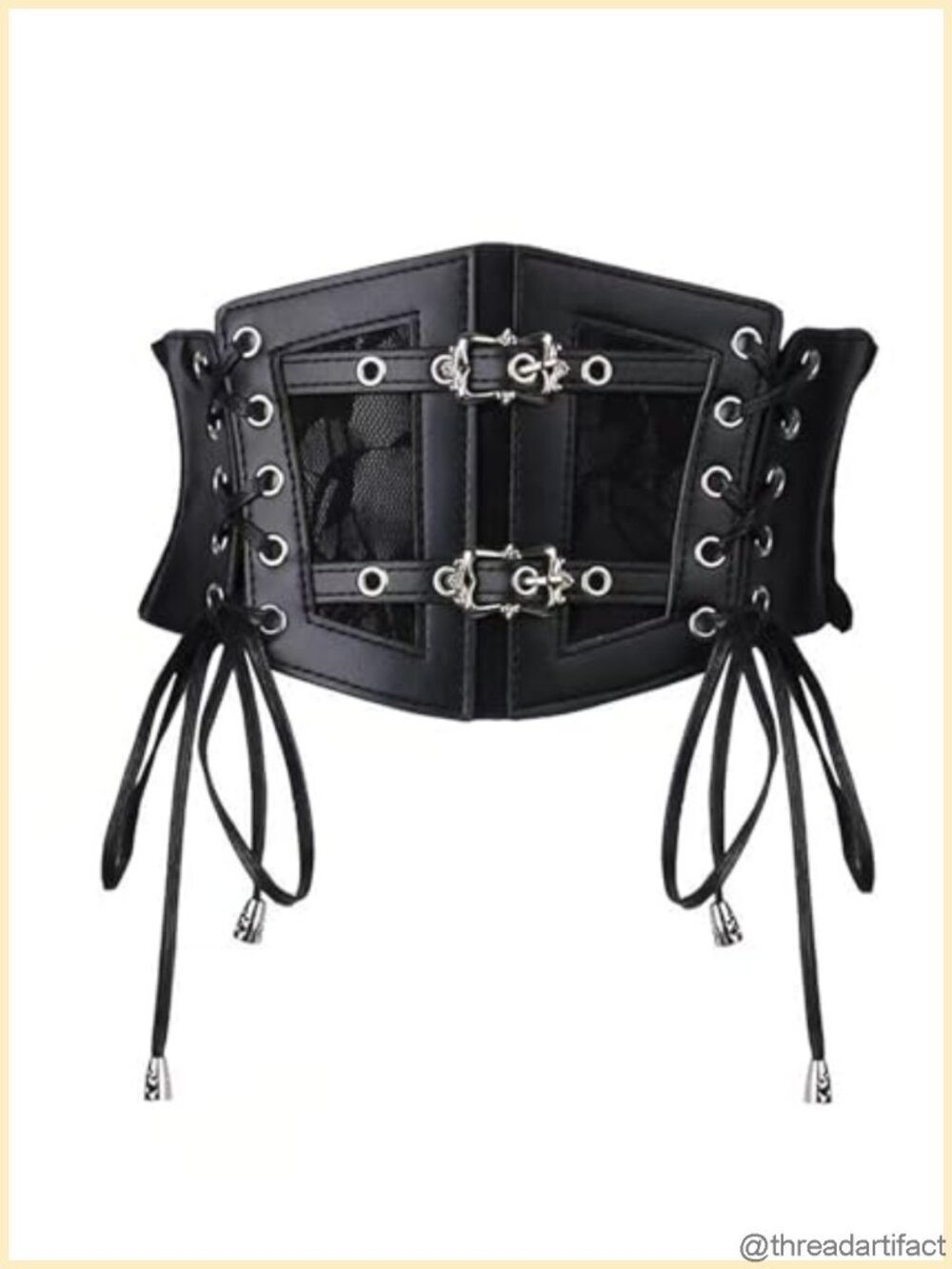 Womens Wide Elastic Corset Belt Lace-Up Underbust PU Leather Vintage